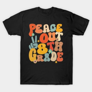 Peace Out 8th Grade Groovy Graduation Last Day of School T-Shirt